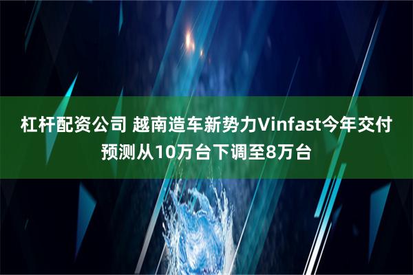 杠杆配资公司 越南造车新势力Vinfast今年交付预测从10万台下调至8万台