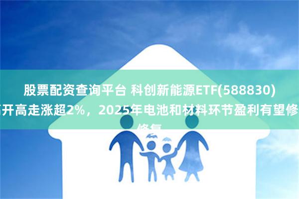 股票配资查询平台 科创新能源ETF(588830)高开高走涨超2%，2025年电池和材料环节盈利有望修复